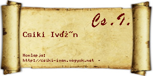 Csiki Iván névjegykártya
